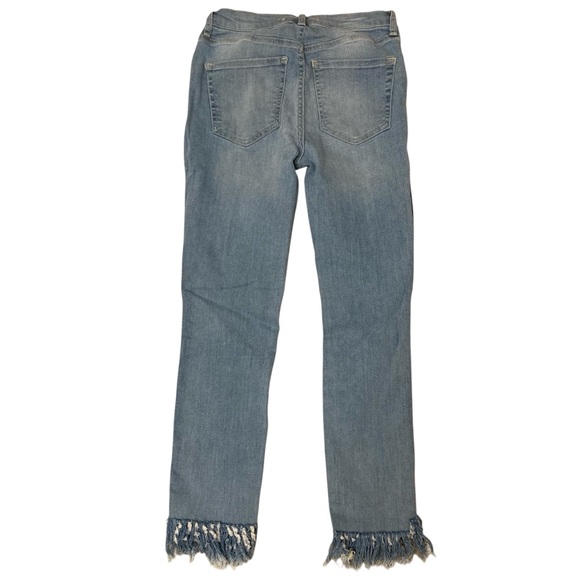 Free People We The Free Blue Ankle Cropped Fringe Jeans, Light Wash, Women’s 25 - Picture 6 of 10